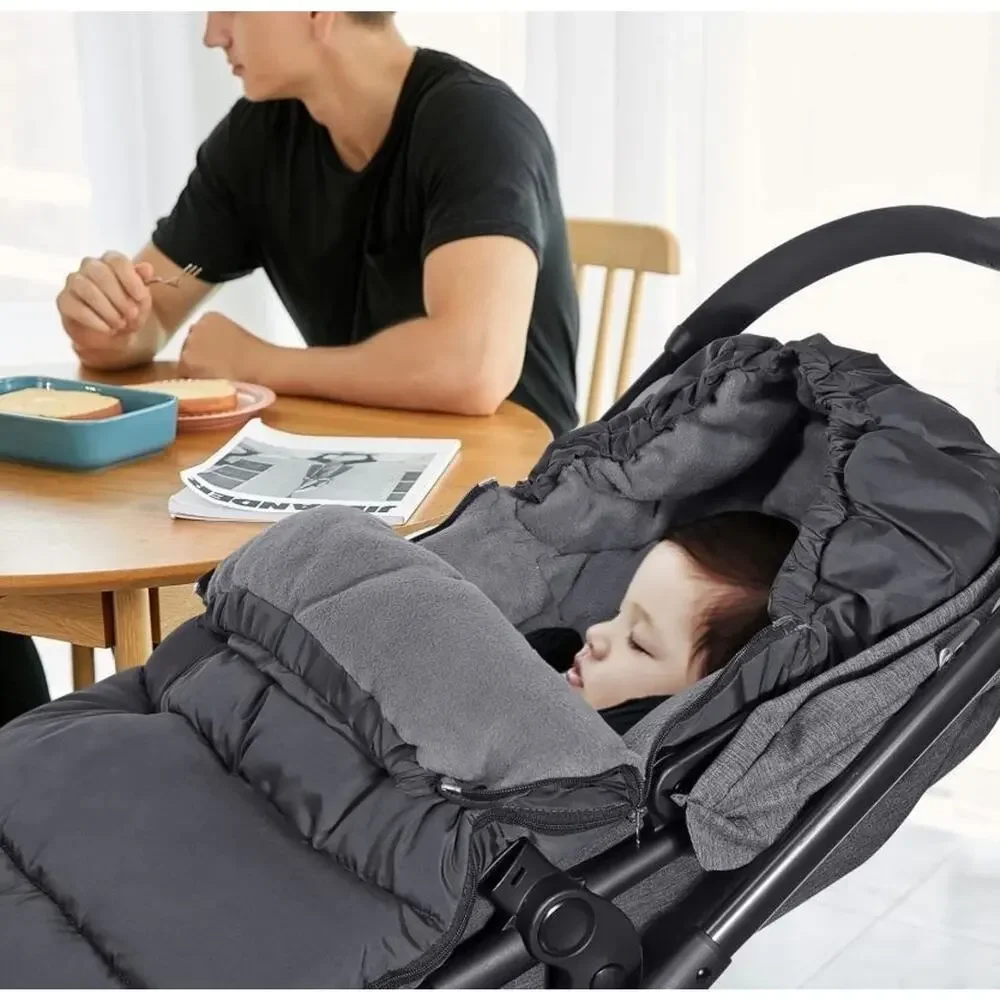Orzbow Fleece Footmuff Gray Winter Full Zip for Infant Toddler Strollers